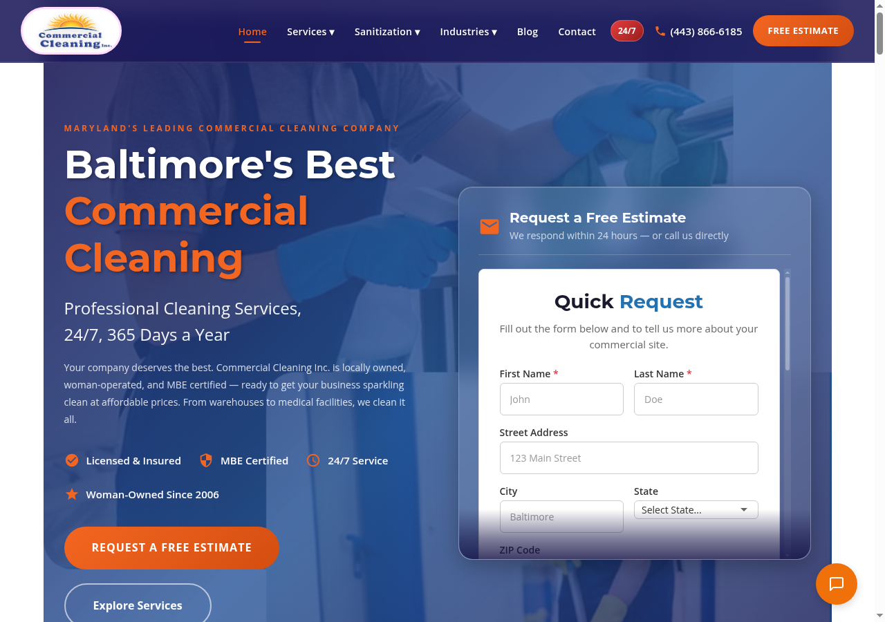 Commercial Clean MD website preview