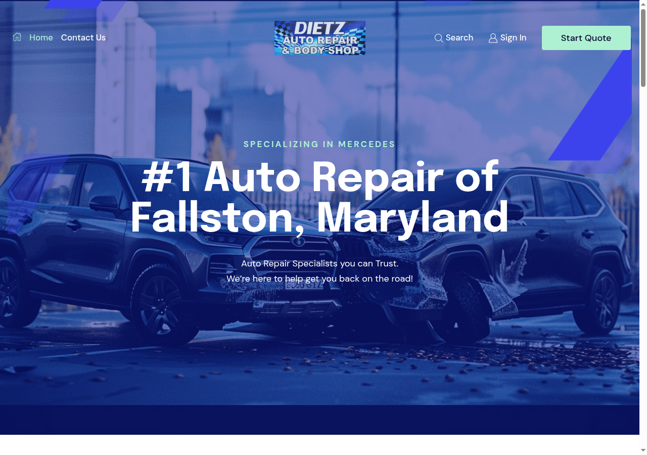 Dietz Auto Body website preview
