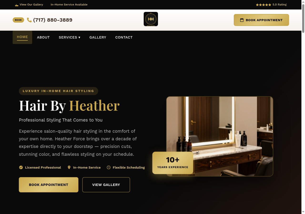 Hair By Heather website preview