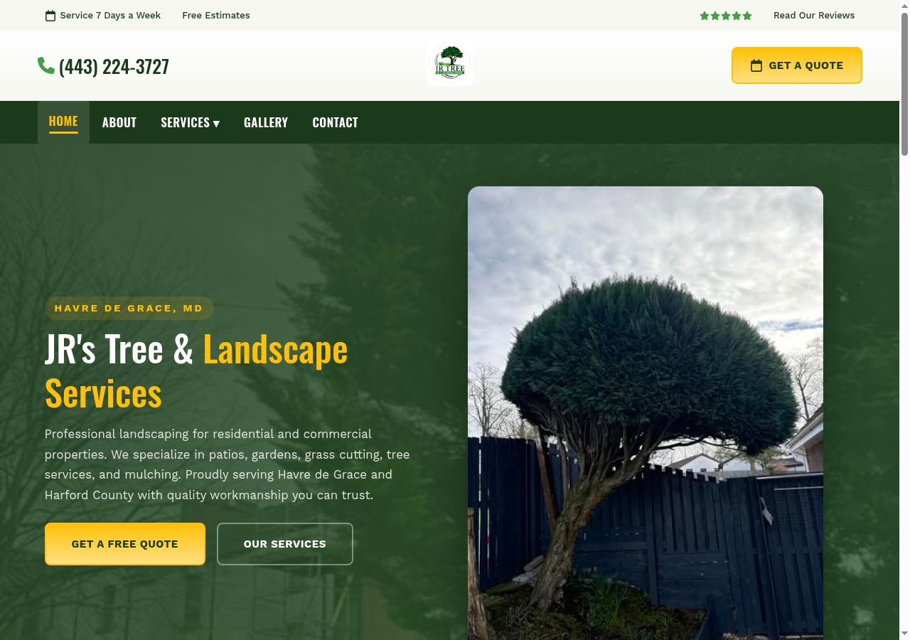 JR's Tree & Landscape website preview
