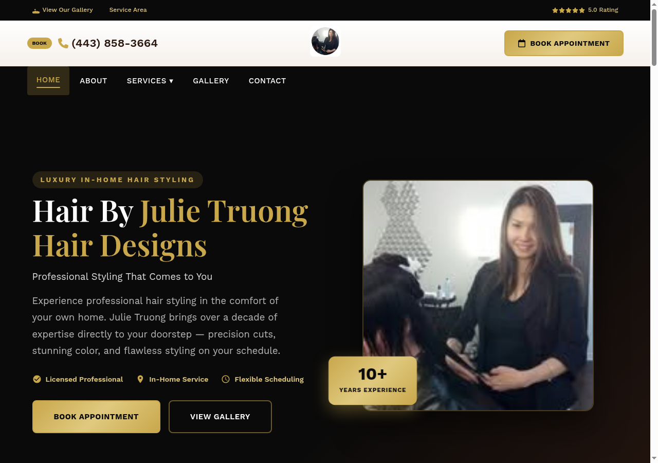 Julie Truong Hair Designs website preview