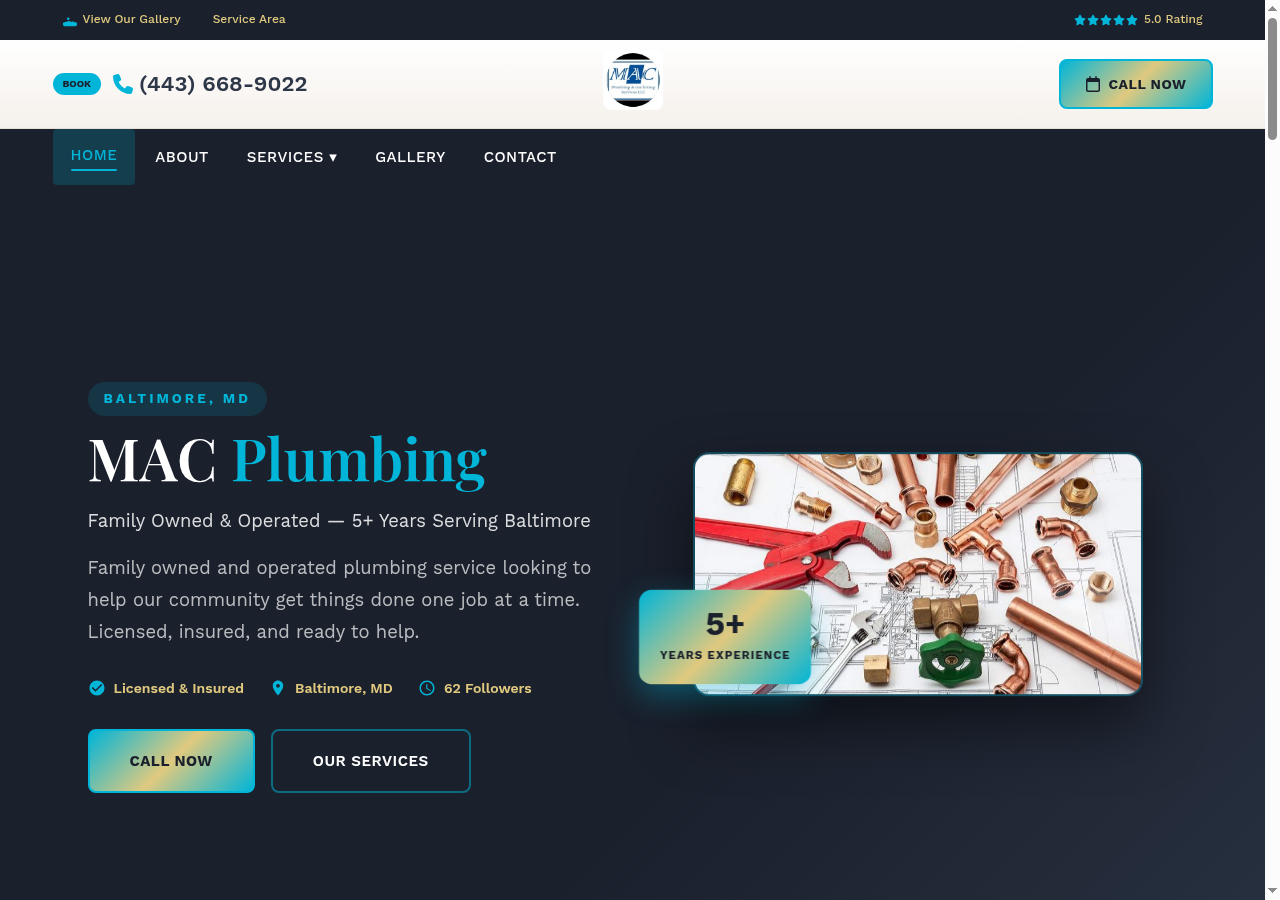 MAC Plumbing & Heating website preview