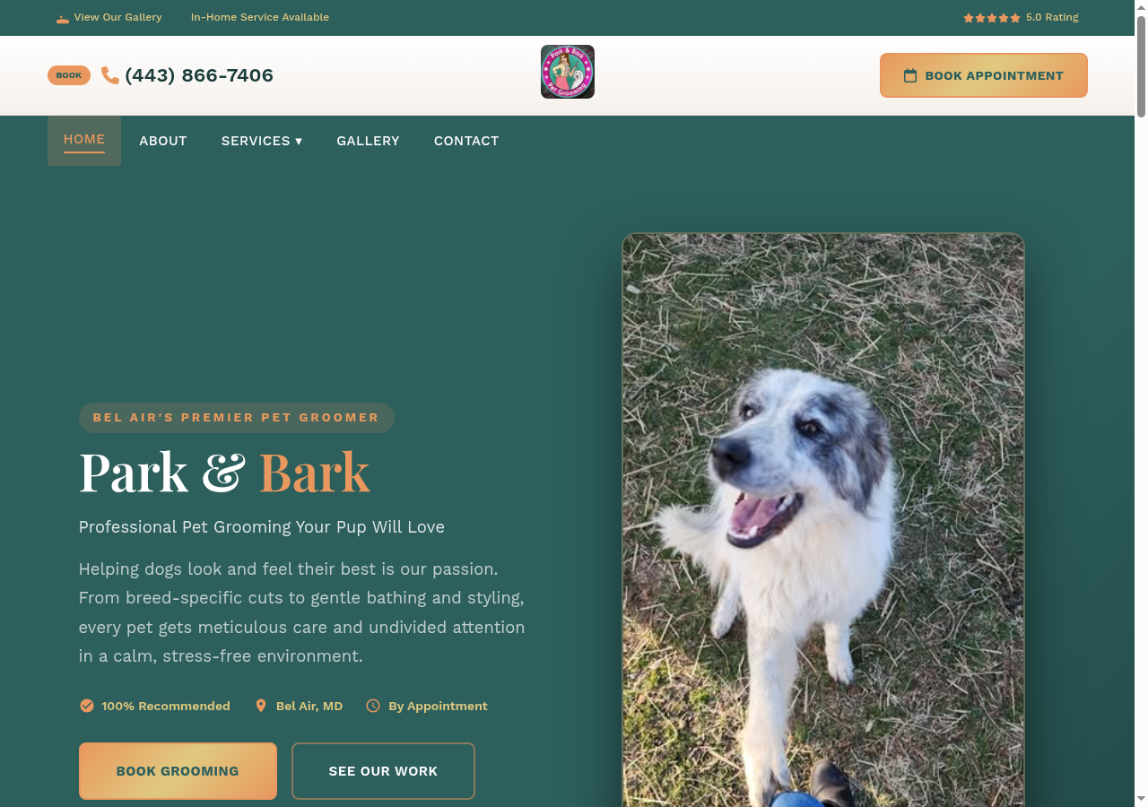 Park & Bark Pet Grooming website preview