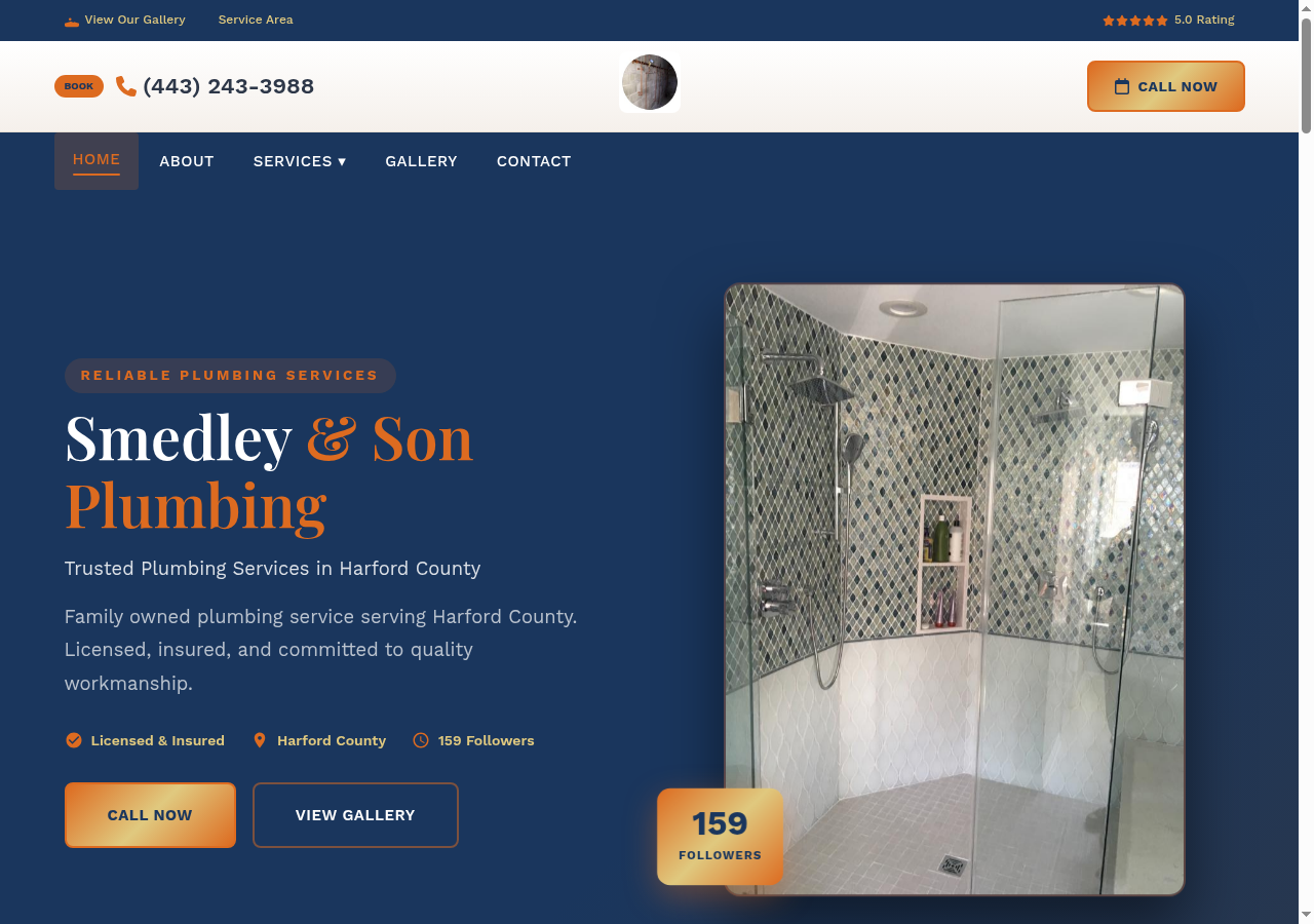 Smedley & Son Plumbing website preview