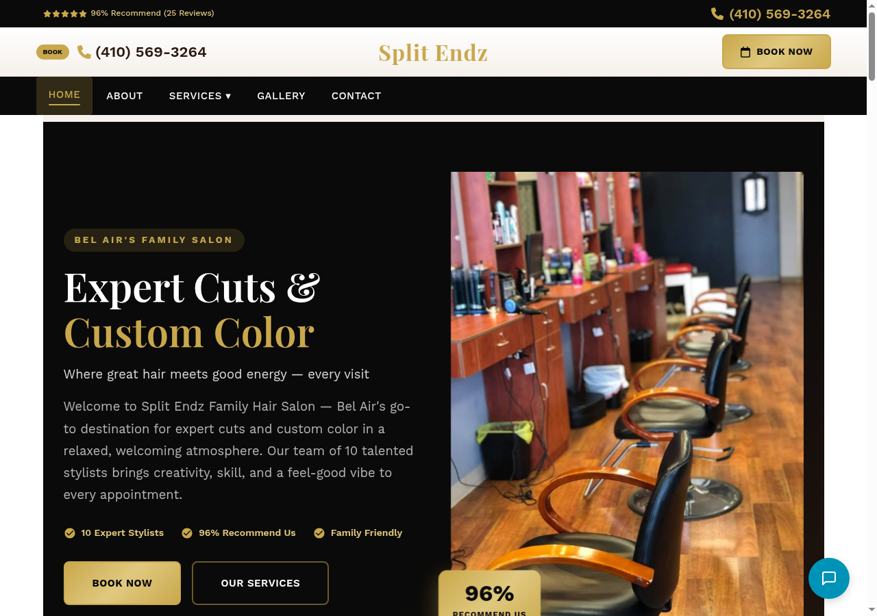 Split Endz Hair Salon website preview