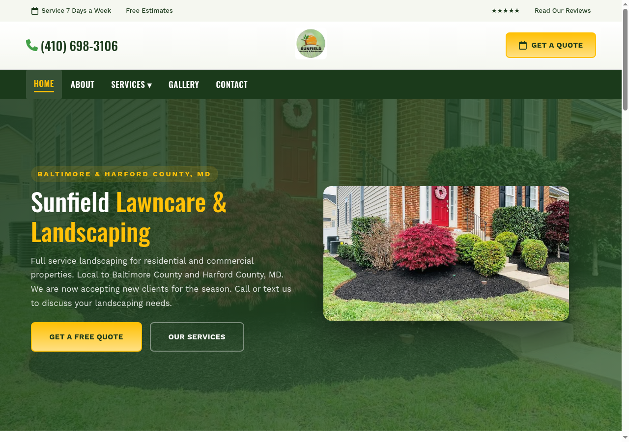 Sunfield Lawncare website preview